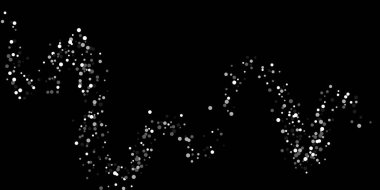 Gümüş konfeti ucu. Lüks şenlik geçmişi. Gümüş tanecikli soyut doku siyah arka plana doğru taşar. Tasarım elementi. Vektör illüstrasyonu, EPS 10.