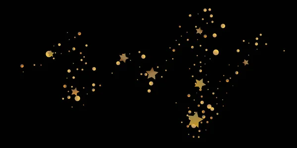 Star Confetti Falling Starry Background Random Stars Shine Black Background — Stock Vector