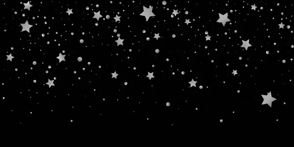 Срібна Зірка Конфетті Падаючий Зоряний Фон Випадкові Зірки Сяють Чорному — стоковий вектор