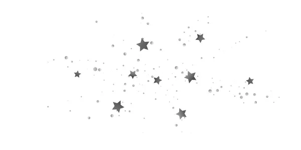 Silverstjärna Konfetti Fallande Stjärnor Vit Bakgrund Illustration Flygande Glänsande Stjärnor — Stock vektor