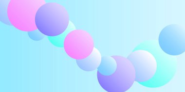 Arka planda taşak şekilleri olan modaya uygun bir kartvizit. 3D tasarım için çok renkli toplar. Soyut geometrik arkaplan tasarımı.