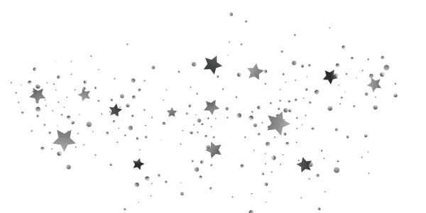 Konfetilerin gümüş yıldızı. Beyaz arka planda kayan yıldızlar. Uçan parlak yıldızların tasviri. Dekoratif unsur. Tasarımınız için uygun, kartlar, davetiyeler, hediye, VIP.