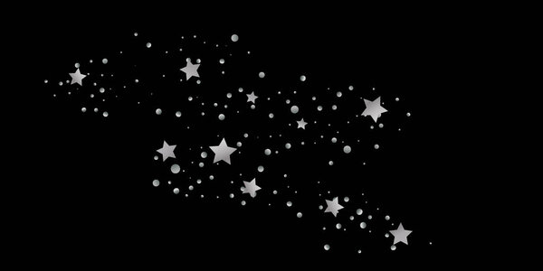 Серебряная звезда конфетти. Падающий звездный фон. Случайные звёзды сияют на чёрном фоне. Темное небо с сияющими звездами. Летающие конфетти. Подходит для вашего дизайна, открыток, приглашений, подарков.
