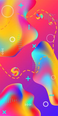 Moda yaratıcı vektör alanı gradyanı. Soyut vektör örtüsü. Pembe, mavi, yeşil, sarı, mor, fütüristik desen parlak ve pürüzsüz ızgarayı bulanıklaştırır..