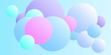 Arka planda taşak şekilleri olan modaya uygun bir kartvizit. 3D tasarım için çok renkli toplar. Soyut geometrik arkaplan tasarımı.