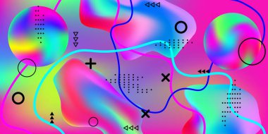 Güzel tasarım 3D, her amaç için harika tasarım. Pembe, mavi, yeşil, sarı, mor tonlarda parlak, pürüzsüz bir ağ, geleceksel bir desen tarafından bulanıklaştırılır. Moda yaratıcı vektör kozmik gradyan.