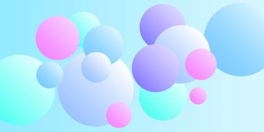 Arka planda taşak şekilleri olan modaya uygun bir kartvizit. 3D tasarım için çok renkli toplar. Dergi tarzı. Vektör klipsi sanatı.