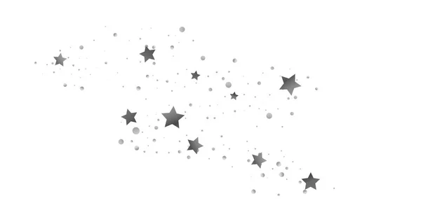 Srebrna Gwiazda Konfetti Spadające Gwiazdy Białym Tle Ilustracja Latających Błyszczących — Wektor stockowy