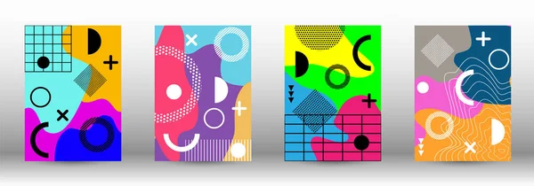 Modern Memphis Background Set Covers Great Design Any Purposes Trendy — Stock Vector