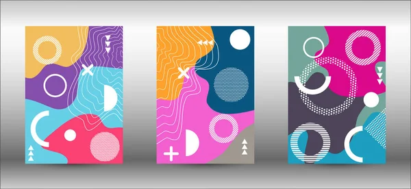 Memphis Couvre Les Décors Illustration Vectorielle Abstraite Tendance Brochure Design — Image vectorielle