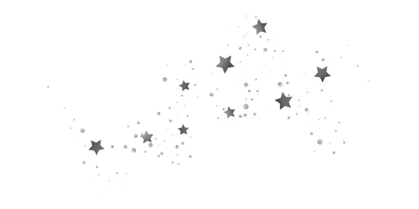 Konfetilerin gümüş yıldızı. Beyaz arka planda kayan yıldızlar. Uçan parlak yıldızların tasviri. Dekoratif unsur. Tasarımınız için uygun, kartlar, davetiyeler, hediye, VIP.