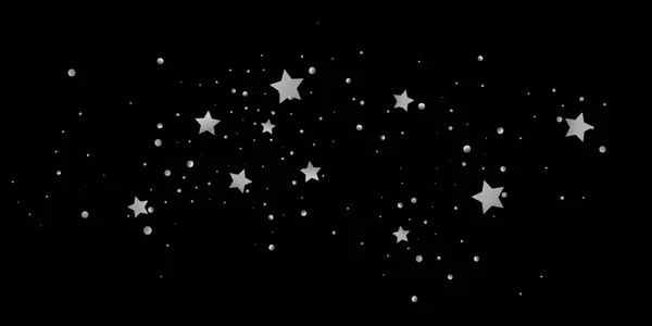 Silverstjärna Konfetti Fallande Stjärnklar Bakgrund Slumpmässiga Stjärnor Lysa Svart Bakgrund — Stock vektor