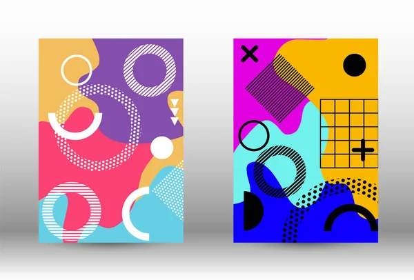 Memphis Bakgrundsset Täcker Trendig Abstrakt Vektor Illustration Broschyr Kreativ Design — Stock vektor