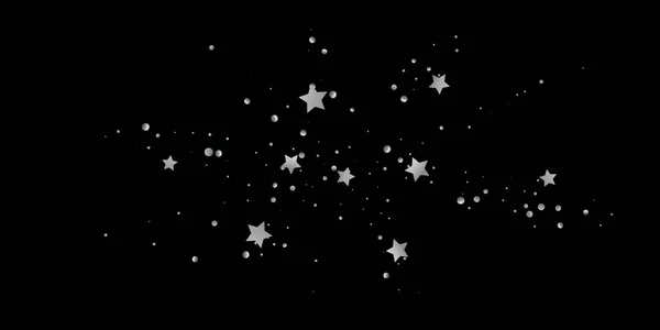 Silver Star Confetti Falling Starry Background Random Stars Shine Black — Stock Vector