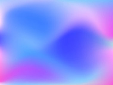 Sanal arkaplan. Pembe, mavi, yeşil renklerde parlak, pürüzsüz, bulanık fütürist desen. Modaya uygun reklam vektörü. Yazdırılmış ürünler için holografik spektrumun yoğun gradyanı,.