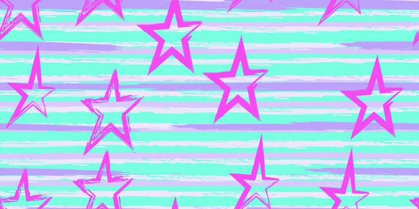 Γκραντζ Ρίγες Βαμμένα Αστέρια Άγρυπνος Σχέδιο Ρίγες Υδατογραφίας Μόδας Χειροποίητες — Διανυσματικό Αρχείο