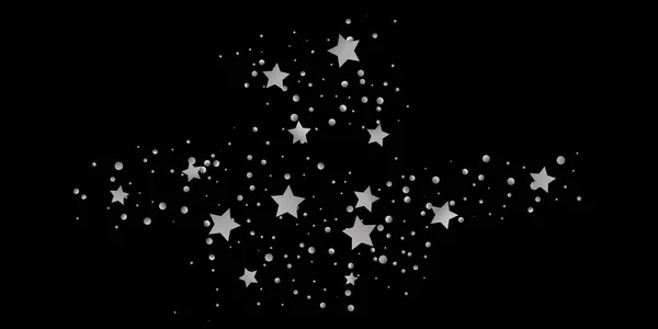 Silberner Konfetti Stern Fallender Sternenhintergrund Zufällige Sterne Leuchten Auf Schwarzem — Stockvektor