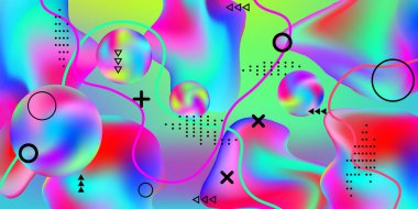 Güzel tasarım 3D, her amaç için harika tasarım. Asgari tarz konsept. Renkli soyut arka plan. Moda yaratıcı vektör kozmik gradyan.