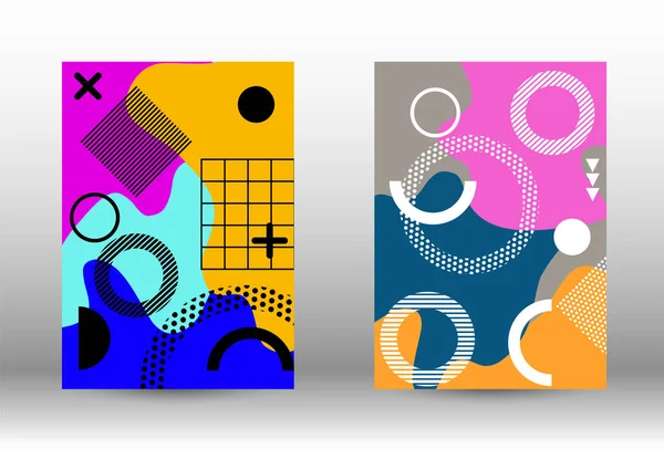 Memphis Hintergrund Set Cover Trendige Abstrakte Vektorillustration Minimale Geometrische Form — Stockvektor