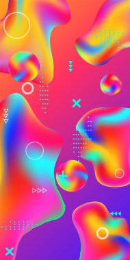 Moda yaratıcı vektör alanı gradyanı. Soyut vektör örtüsü. Pembe, mavi, yeşil, sarı, mor, fütüristik desen parlak ve pürüzsüz ızgarayı bulanıklaştırır..