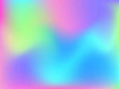 Sanal arkaplan. Bulanık geleceksel deseni olan parlak, pürüzsüz bir ağ. Moda reklam vektörü. Yazdırma ürünleri için yoğun holografik spektrum gradyanı,.