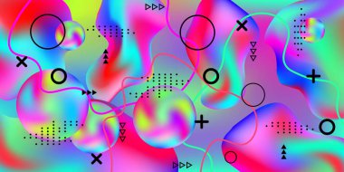 Bir müzik festivalinin yazlık poster tasarımı. Asgari tarz konsept. Renkli soyut arka plan. En küçük geometrik kapak.