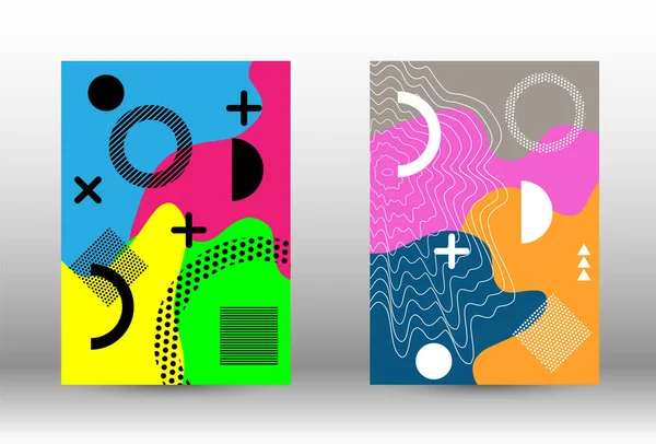 Memphis Fundal Set Acoperă Ilustrație Vectorială Abstractă Forma Geometrică Minimă — Vector de stoc