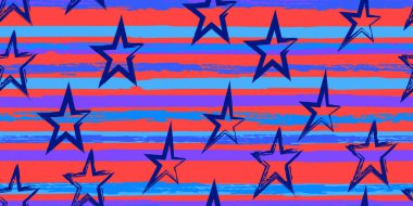 Renkli çizgiler ve yıldızlar. Basit. Moda suluboya çizgili tasarım. Suluboya tarzında elle çizilmiş çizgiler. Kumaş, tekstil tasarımı, ambalaj kağıdı, kapak.