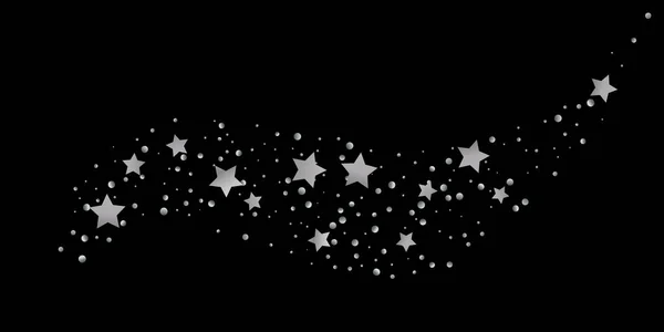 Срібна Зірка Конфетті Падаючий Зоряний Фон Випадкові Зірки Сяють Чорному — стоковий вектор
