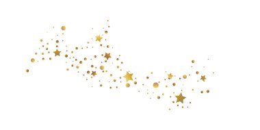 Yıldız konfetisi. Altın konfeti arka planı. Parlak tasarım modeli. Altın yıldızlı vektör şablonu. Tasarımınız için uygun, kartlar, davetiyeler, hediye, VIP.