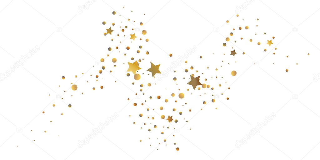 Star confetti. Golden casual confetti background. Bright design pattern. Vector template with gold stars. Suitable for your design, cards, invitations, gift, vip.