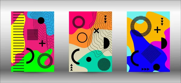 最新の抽象ベクトルバナーセット カラフルなトレンディーなイラスト パンフレットのデザイン クリエイティブベクトルバナーイラスト — ストックベクタ