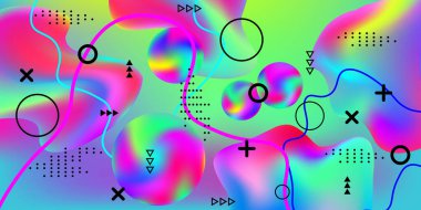 Güzel tasarım 3D, her amaç için harika tasarım. Pembe, mavi, yeşil, sarı, mor tonlarda parlak, pürüzsüz bir ağ, geleceksel bir desen tarafından bulanıklaştırılır. Moda yaratıcı vektör kozmik gradyan.