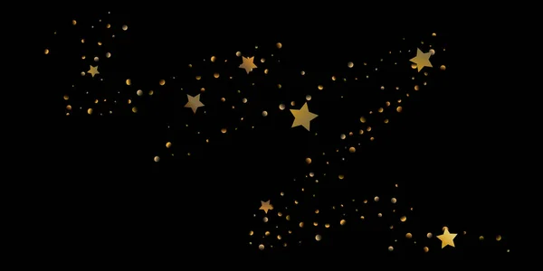 Star Confetti Falling Starry Background Random Stars Shine Black Background — Stock Vector