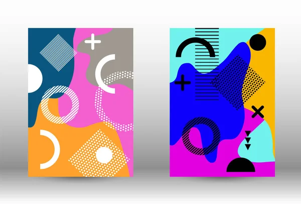 现代孟菲斯背景集封面 伟大的设计为任何目的 色彩艳丽的插图 色彩斑斓的几何背景设计 创造性矢量横幅说明 — 图库矢量图片