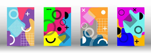 Memphis Hintergrund Set Cover Bunte Trendige Illustration Bunte Geometrische Hintergrundgestaltung — Stockvektor