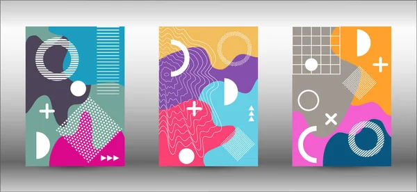 Memphis Couvre Les Décors Illustration Tendance Colorée Conception Fond Géométrique — Image vectorielle