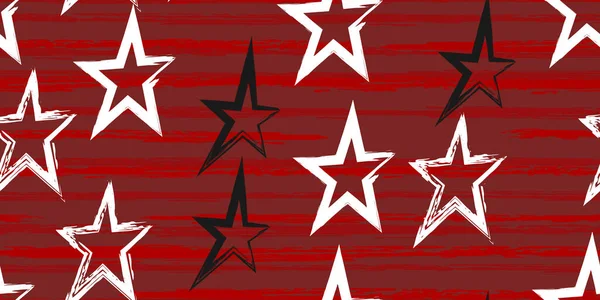 Гранж Полосы Раскрашенными Звездами Проще Простого Модный Акварельный Полосатый Дизайн — стоковый вектор