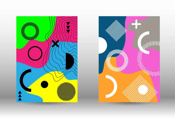 Conjunto Banners Vectoriales Abstractos Modernos Ilustración Moda Colorida Folleto Diseño — Vector de stock