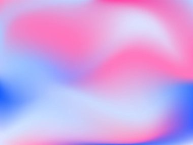 Sanal arkaplan. Pembe, mavi, yeşil renklerde parlak, pürüzsüz, bulanık fütürist desen. Modaya uygun reklam vektörü. Yazdırılmış ürünler için holografik spektrumun yoğun gradyanı,.