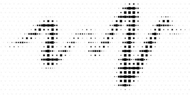 Geometrik şekilli yarım ton desen. Vektör. Posterler, web siteleri, web sayfaları, kartvizitler, kartpostallar, iç tasarım için modern arka plan. Punk, pop, grunge klasik tarzda. Minimalizm.