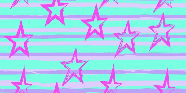 Γκραντζ Ρίγες Βαμμένα Αστέρια Άγρυπνος Σχέδιο Ρίγες Υδατογραφίας Μόδας Χειροποίητες — Διανυσματικό Αρχείο