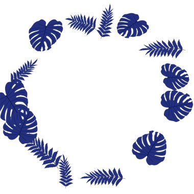 Renkli yapraklardan gelen tropikal bir şekil. Şenlik dekorasyonu. Güzel bir bahar bahçesi. Yaz bahçesi. Yaz tropik yaprakları. Doğal bahar stili..