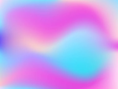 Sanal arkaplan. Pembe, mavi, yeşil renklerde parlak, pürüzsüz, bulanık fütürist desen. Modaya uygun reklam vektörü. Yazdırılmış ürünler için holografik spektrumun yoğun gradyanı,.