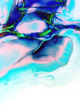 Sihirli peri tasarımlı, mavi, pembe, mavi renkli güzel bir karikatür. Parlak resim. Çizgi film duvar kâğıdı. Zarif dekorasyon.