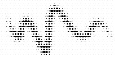 Geometrik şekilli yarım ton desen. Vektör. Posterler, web siteleri, web sayfaları, kartvizitler, kartpostallar, iç tasarım için modern arka plan. Punk, pop, grunge klasik tarzda. Minimalizm.