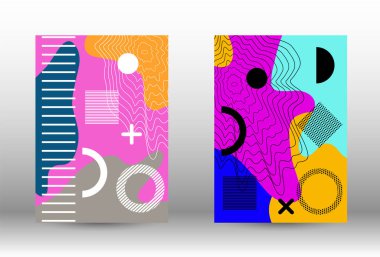 Modern soyut vektör pankartı seti. Moda soyut vektör çizimi. Broşür yaratıcı tasarım. Yaratıcı vektör illüstrasyonu.