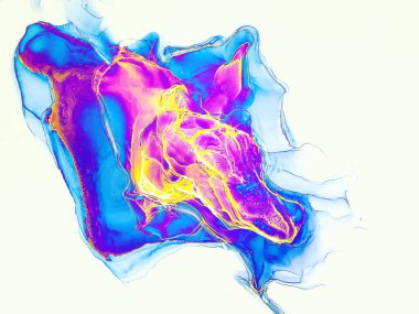 Mavi, pembe, mavi renklerde sihirli peri tasarımı olan güzel bir karikatür arka planı. Moda soyut psikedelik arka plan. Zarif dekorasyon..