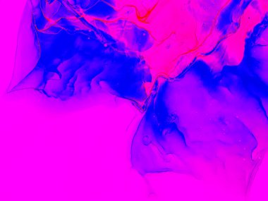 Mavi alkol mürekkebi. Magenta Dinamik Ürkütücü. Tasarımın için parlak pembe soyutlama. Mermer efektli modern suluboya.