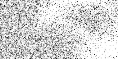 Beyaz arka planda gümüş konfeti noktası. Parlak parçacıkların yansıması. Dekoratif unsur. Tasarım elementi. Vektör illüstrasyonu, EPS 10. 